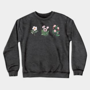 Three Pink Flowers Watercolor Illustration Crewneck Sweatshirt